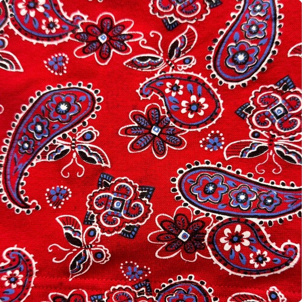 Energie Red Paisley Camisole Tank Top Y2K Fitted Shelf Bra S / M Cotton Sporty - Picture 7 of 8